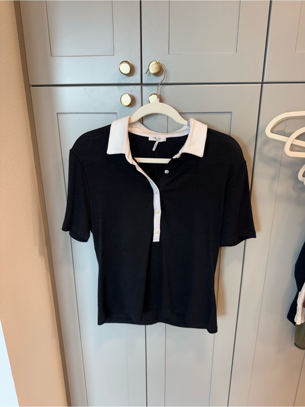 Rag & Bone Short-Sleeve Polo with White Collar